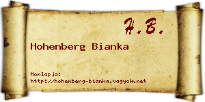 Hohenberg Bianka névjegykártya